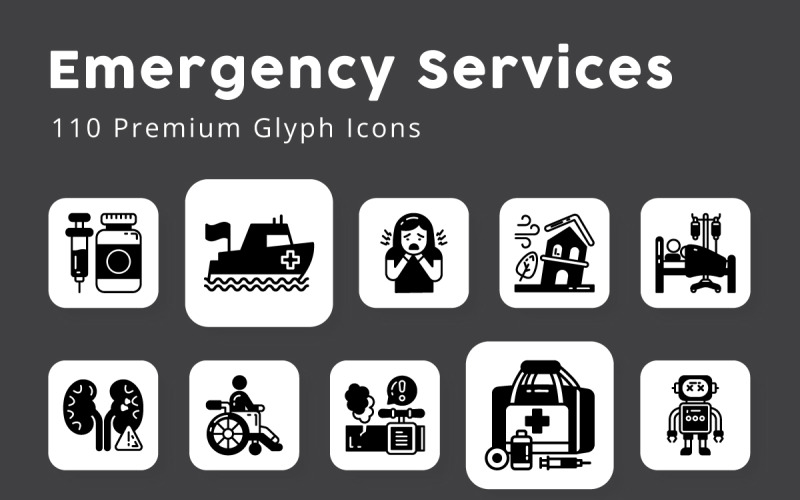 Iconos de glifos de servicios de emergencia