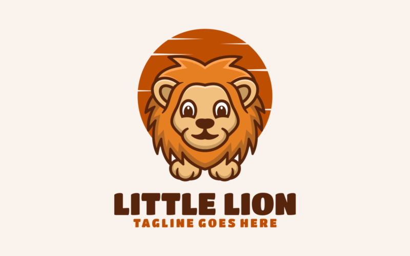 Kleines Löwe-Maskottchen-Cartoon-Logo 1
