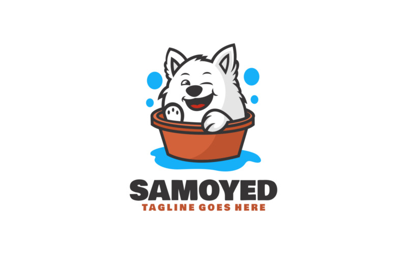 Mascote Samoieda Desenho Animado Logotipo 1