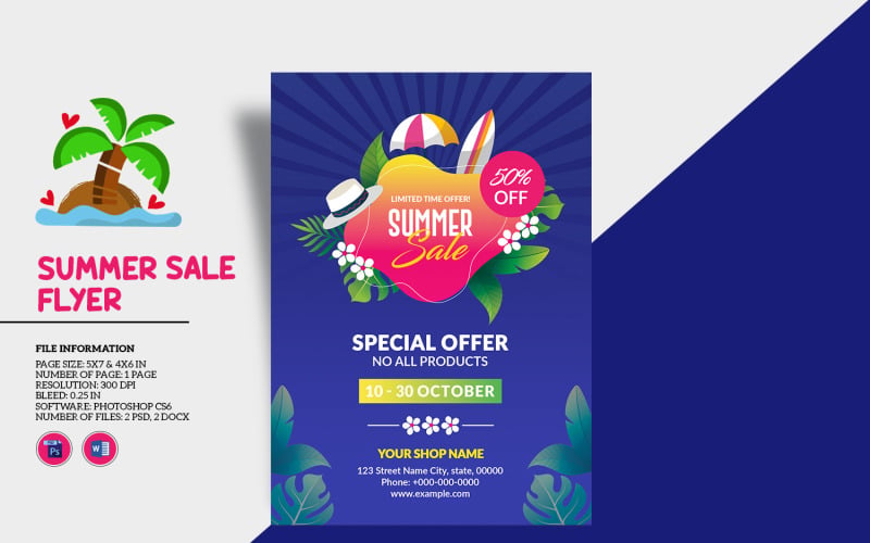 Modèle de Flyer promotionnel de vente d'été