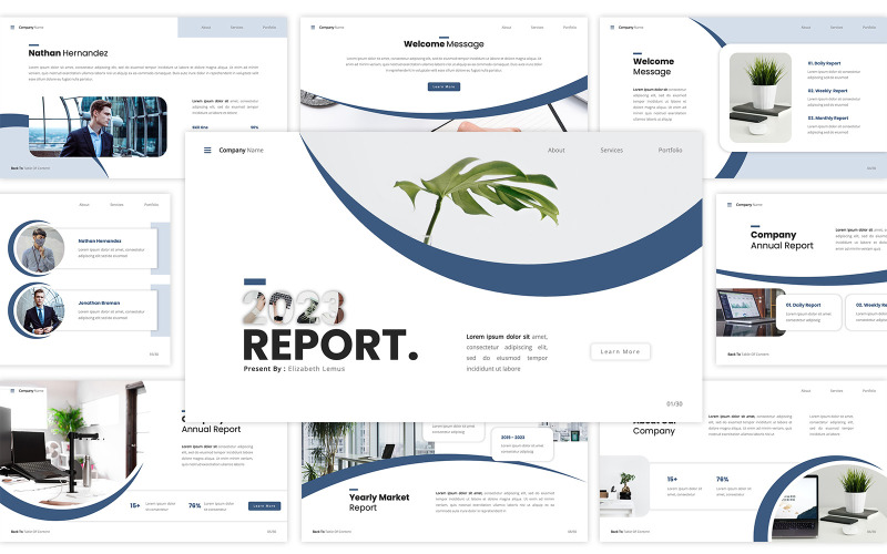 Relatório 2023 - Modelo de PowerPoint de Relatório Anual