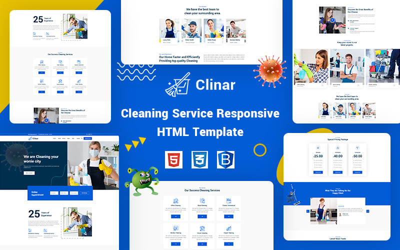 Clinar – Karbantartási és takarítási szolgáltatás webhelysablonja