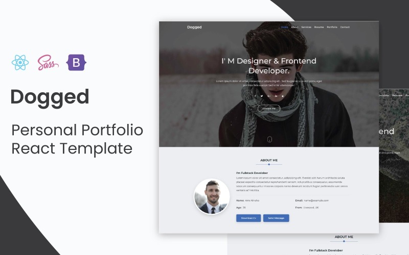 Dogged - Modello React per portfolio personale