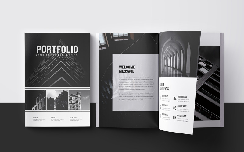 Portfolio architektury lub 12-stronicowy szablon portfolio architektury