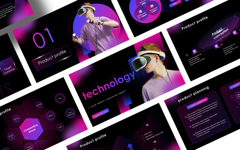 Producto de tecnología púrpura VR AI Inteligencia artificial PPT