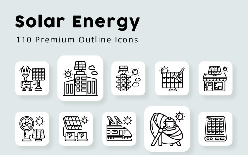 Solenergi unika disposition ikoner