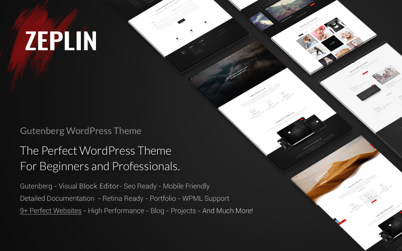 Zeplin - Tema WordPress Gutenberg multiuso creativo e moderno