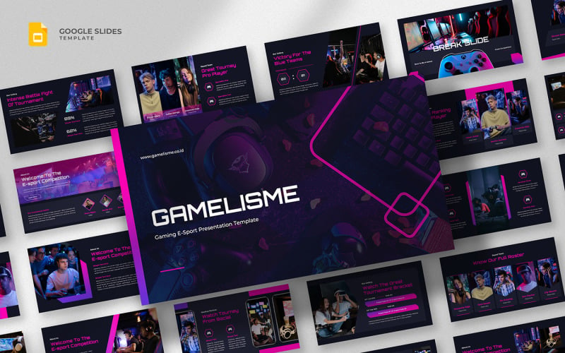 Gamelisme - Oyun eSporları Google Slaytlar Şablonu