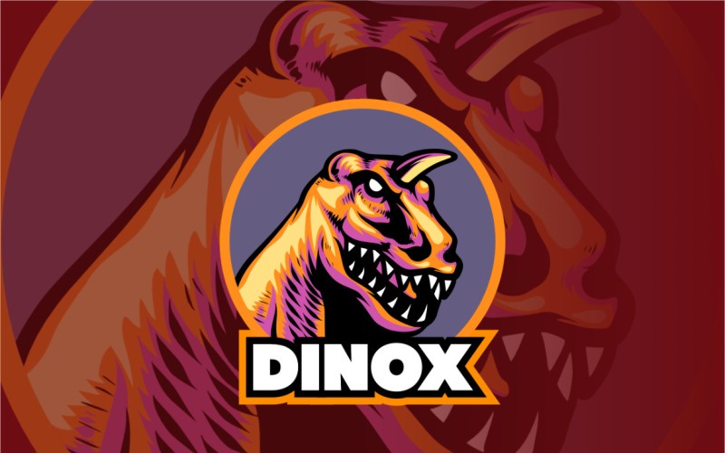 Logo della mascotte del dinosauro per il design del gioco
