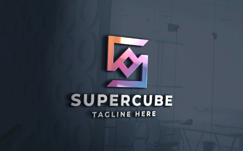 Шаблон логотипу Super Cube літера S Pro