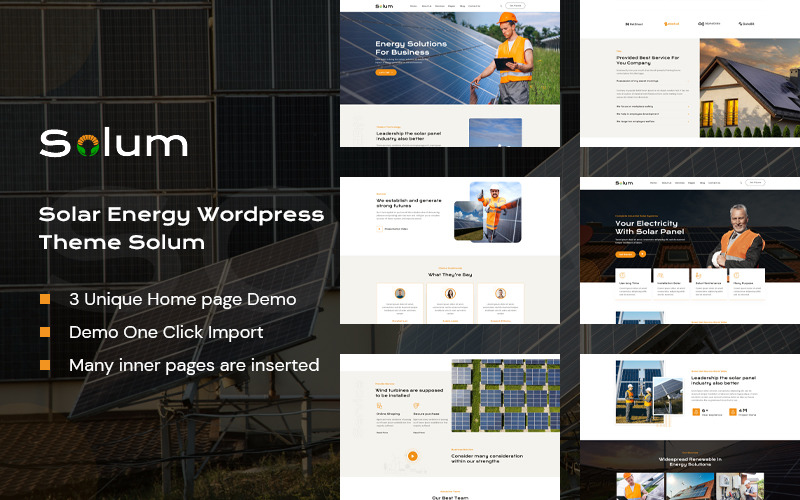 Solum — тема WordPress про сонячну енергію