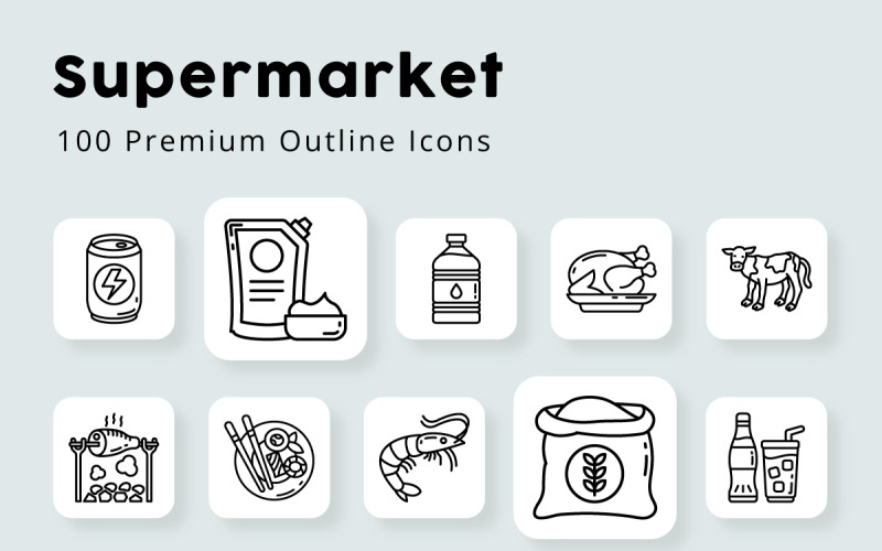 Supermarket unika disposition ikoner