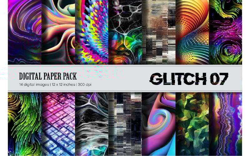 Glitch Psychedelic 07. Цифровий папір.