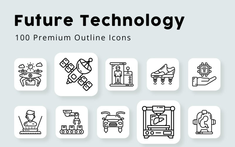 Ícones de Contorno da Tecnologia Futura