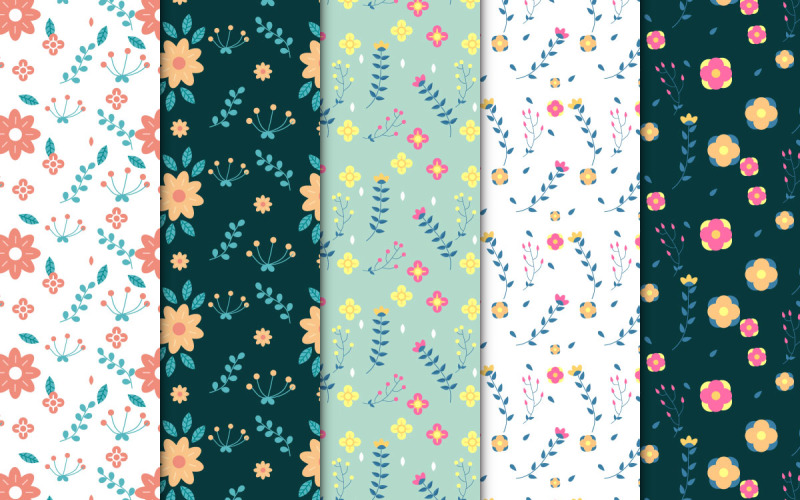 Patrón de flor conjunto vector de decoración