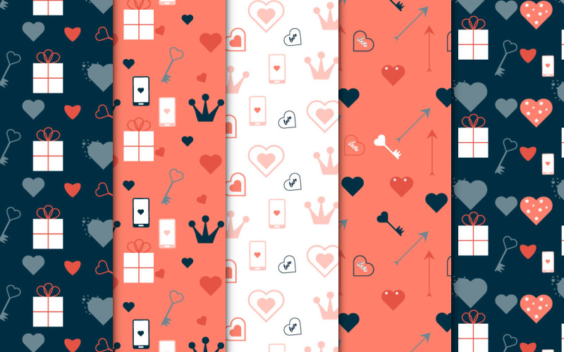 Vecteur de jeu de motifs d'éléments d'amour sans fin