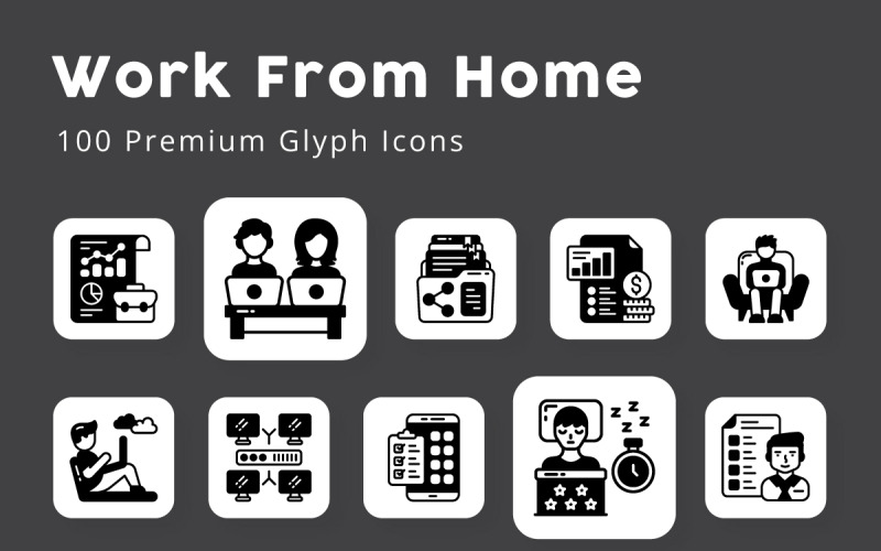 Arbeta hemifrån Glyph ikoner