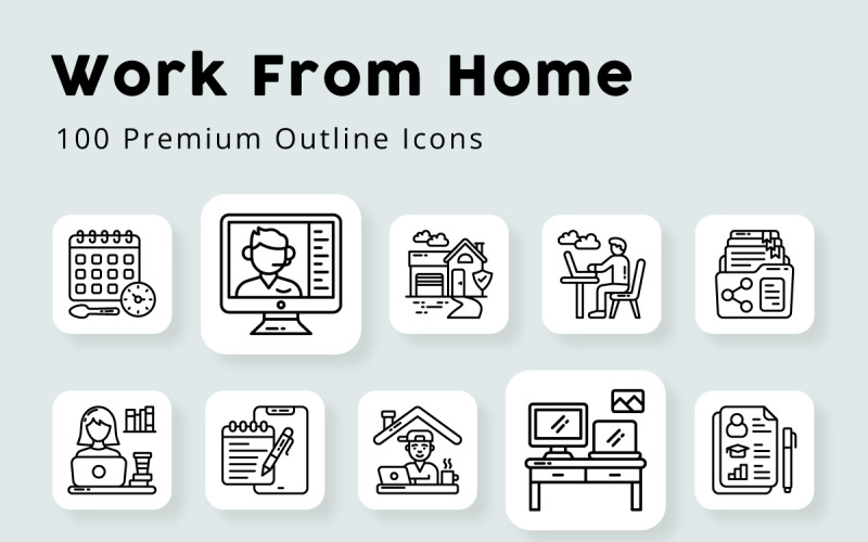Iconos de esquema de trabajo desde casa