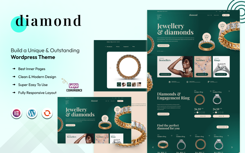 Diamond - Parlayan Bir Varlık - WooCommerce Elementor Teması