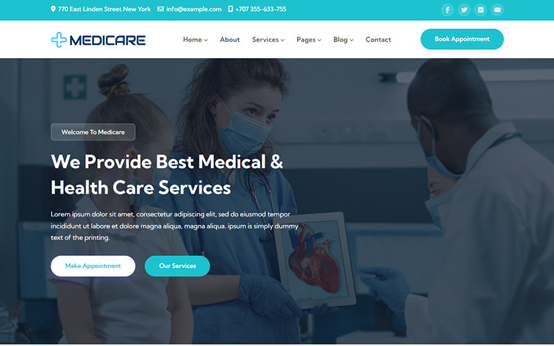 Medicare - Modello di sito Web HTML5 medico e sanitario