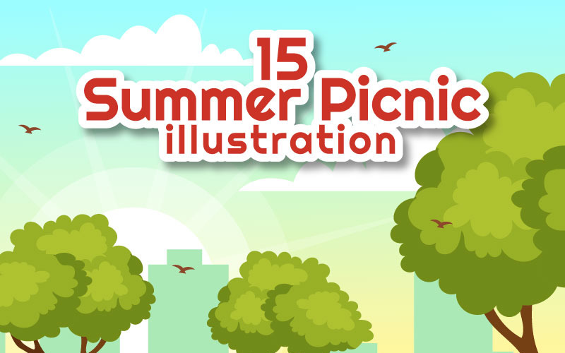 15 Sommerferien-Picknick-Illustration