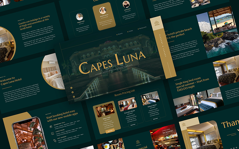 Capes Luna - Modelo de slides do Google para hotel de luxo