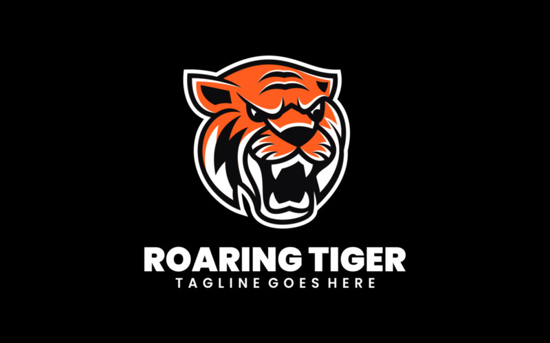 Proste logo maskotki ryczącego tygrysa