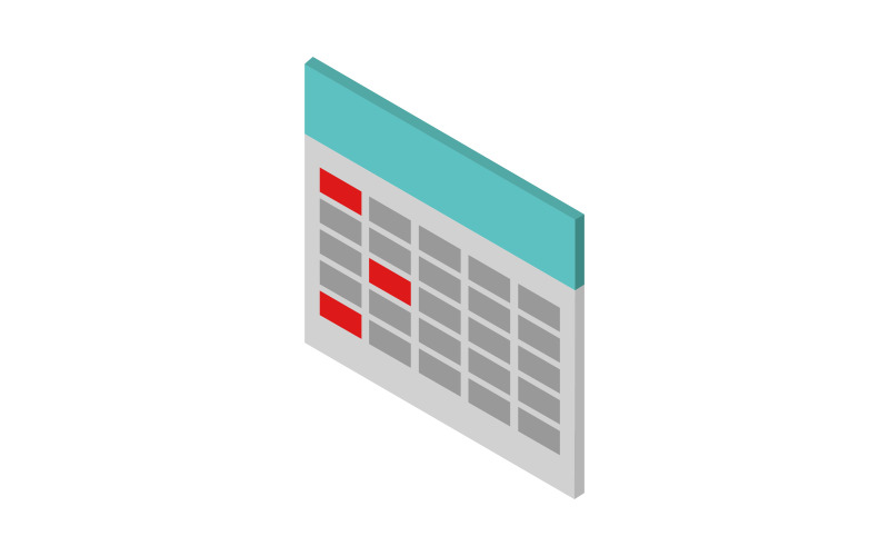 Calendrier isométrique illustré sur fond blanc