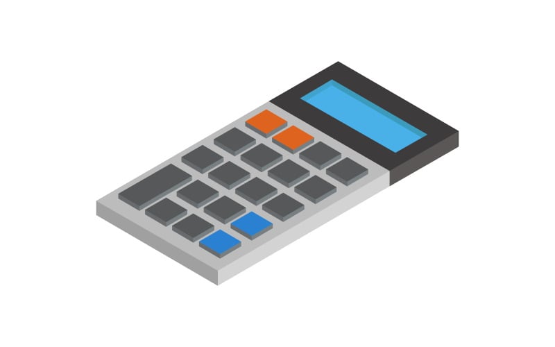 Calculadora isométrica ilustrada en vector sobre fondo blanco