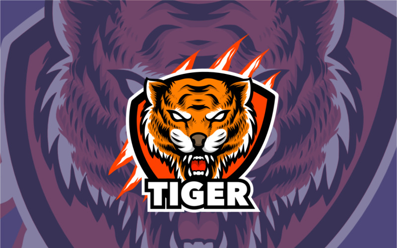 Logotipo de mascote de cabeça de tigre para modelo de jogo e esporte