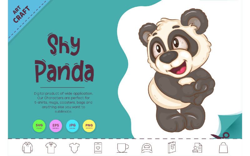 Shy Cartoon Panda. Clipart.