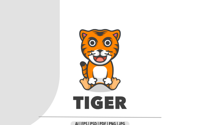 Logo de mascotte adorable tigre mignon