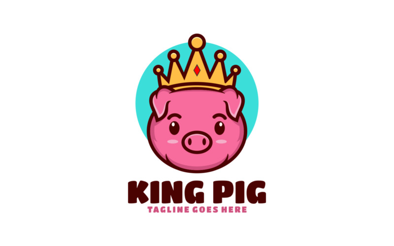 King Pig Mascot Cartoon Logo
