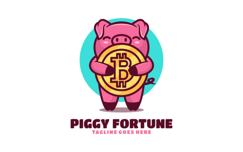 Logo de dessin animé de mascotte Piggy Fortune