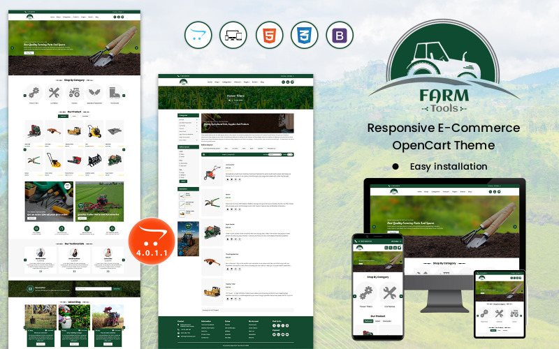 FarmTools - 使用我们的高级 OpenCart 模板彻底改变您的在线农场商店！