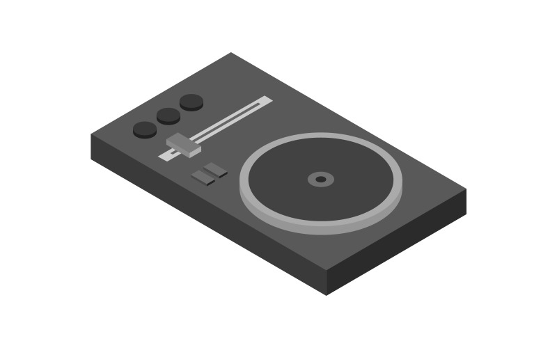 Isometrischer DJ-Player auf weißem Hintergrund dargestellt