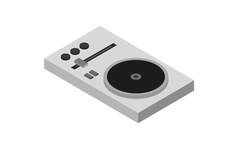 Isometrischer DJ-Player auf weißem Hintergrund