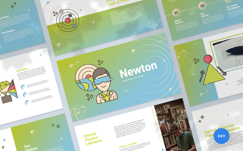 Newton - Keynote-sjabloon voor natuurkundepresentatie
