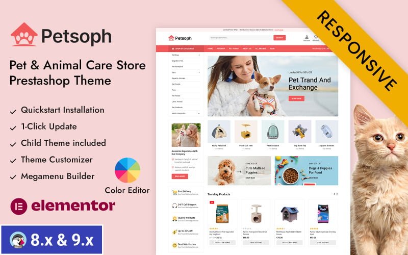 Petsoph - Negozio di animali e cura degli animali Tema reattivo Prestashop