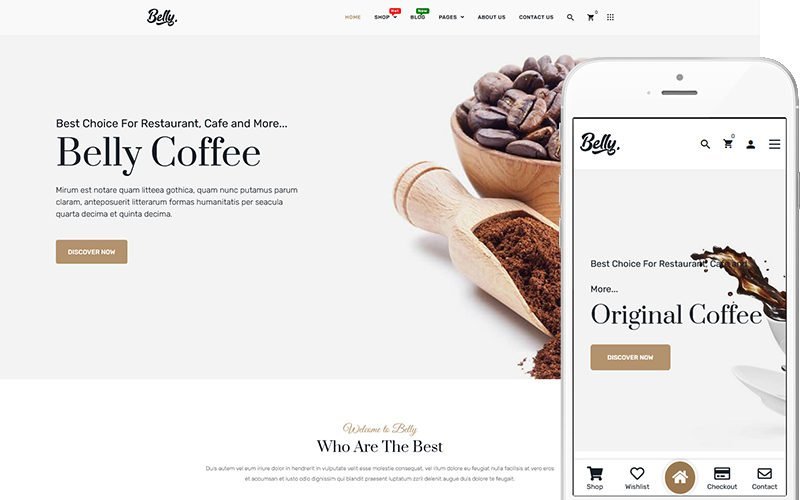 Belly - Tema per il tema WooCommerce del negozio di caffè e bevande