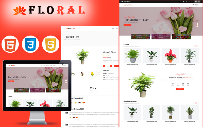 Floreale - Modello HTML5 per e-commerce del negozio di fiori