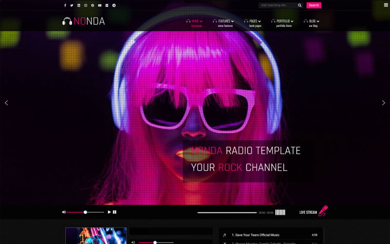 Modelo Joomla de estação de rádio de música on-line Nonda