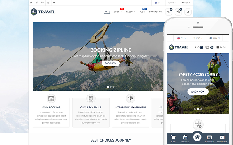 Seyahat - Seyahat Turu Rezervasyonu ve Aksesuar Mağazası WooCommerce Teması