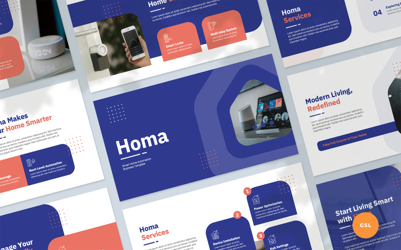 Homa - Smart Home Automation Företagspresentation Google Slides Tempalte