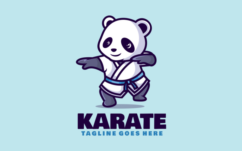 Karate Maskot Çizgi Film Logosu