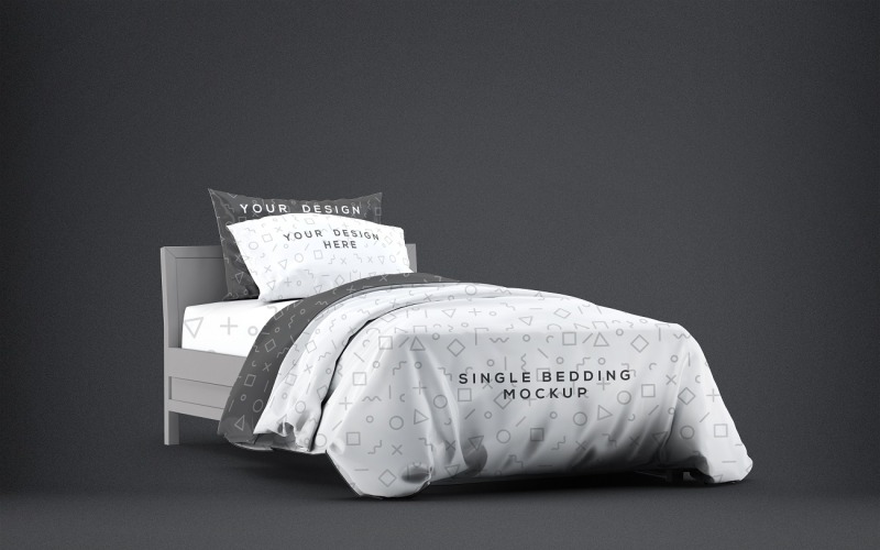 Letto - Mockup di biancheria da letto singola 3