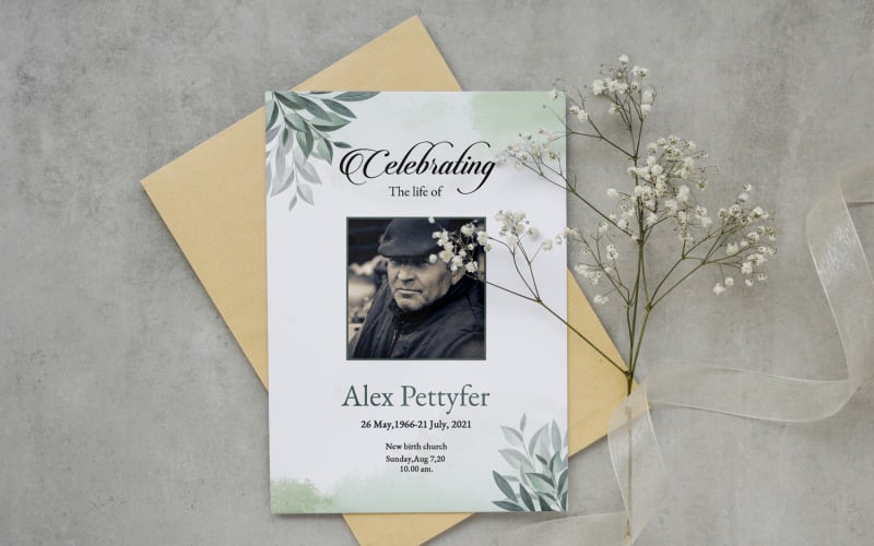 Plantilla de anuncio de funeral. ms word y plantilla de photoshop