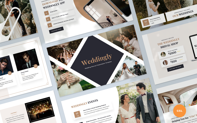 Weddingly - 婚礼策划师演示谷歌幻灯片模板