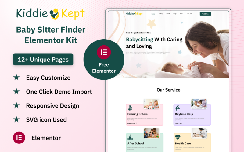 Kiddie Keeped Babysitter Finder Elementor Kit