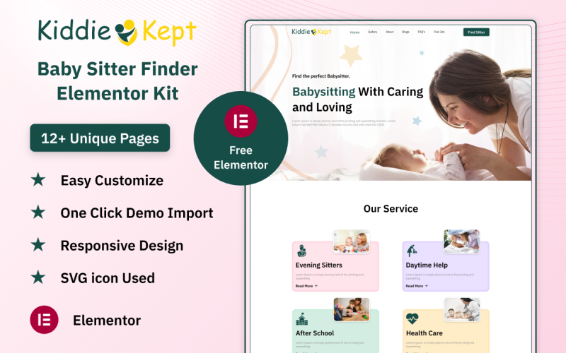 Kiddie Kept 保姆查找器 Elementor 套件